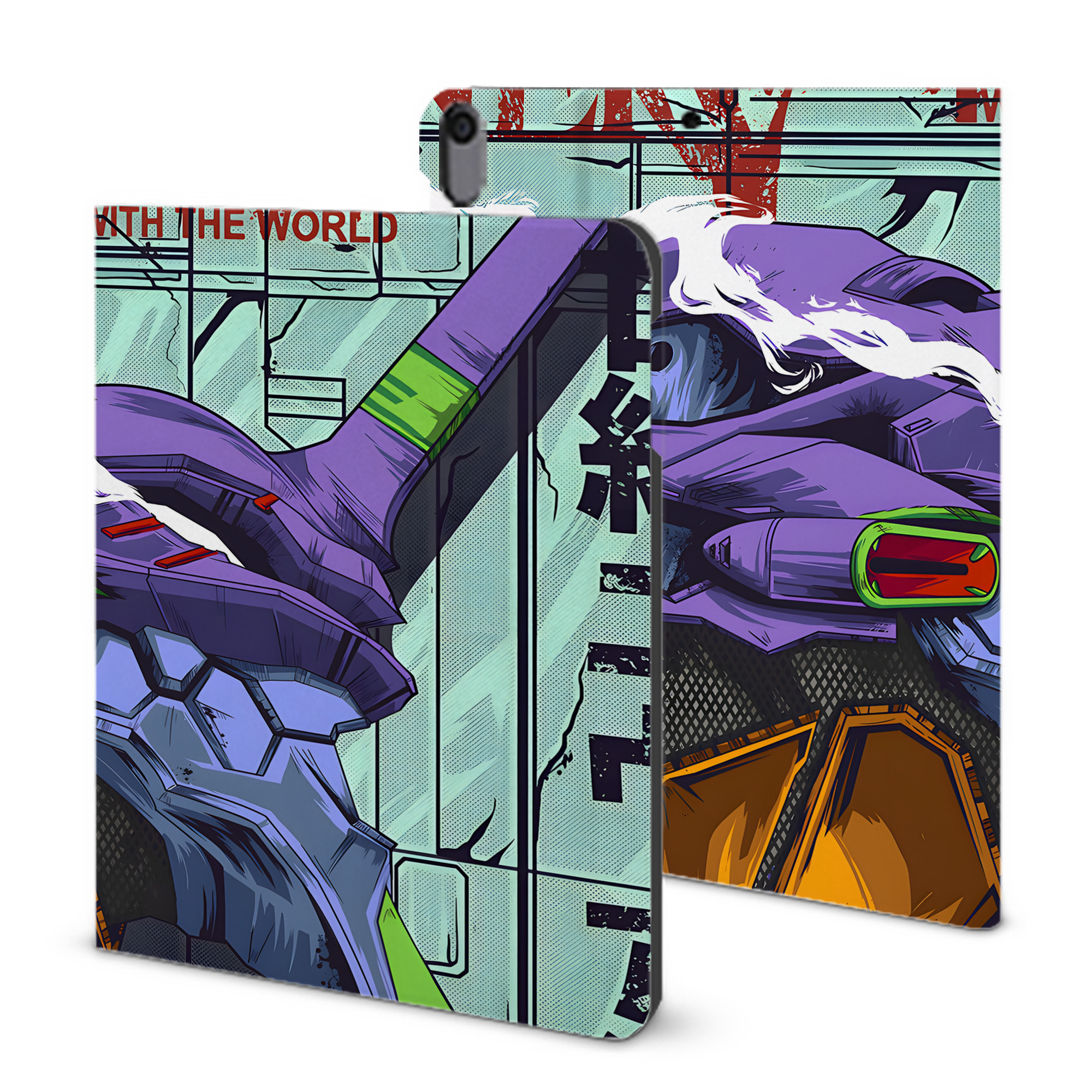 （画像用） EVA 新世紀エヴァンゲリオン IPad ケース ブック型 PUレザー TPU 耐衝撃 軽量 薄型 ペン収納なし 全面保護 IPad 各モデル対応